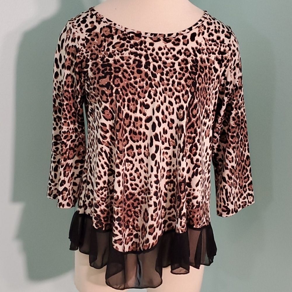 Star Vixen, animal print medium blouse. Boho, oversized. Mob Mom